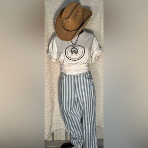 American Eagle blue and white striped pants